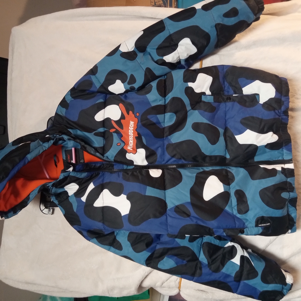 Blue and Black Camo Puffer Jacket